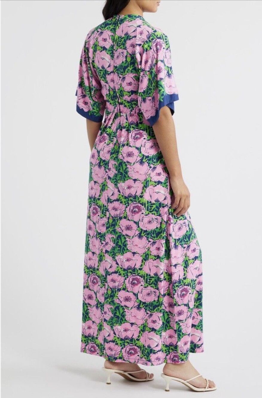 Lilly Pulitzer Wisteria V-Neck Maxi Floral Dress Low Tide Navy Size 10 NWT - Picture 4 of 16